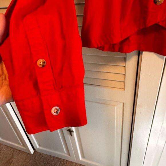 ANTHROPOLOGIE MAEVE RED DELIA TAILORED LINEN RAYON BLEND BUTTON UP SHIRT - Picture 4 of 6